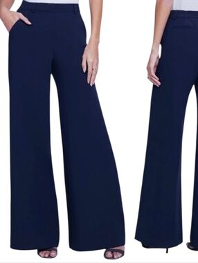 L'agence Pilar Pants Sz 2 Blue Wide Leg Trouser Office Minimalist Quiet Luxury